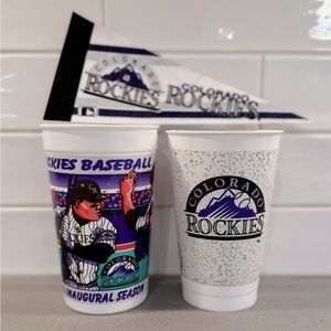 Vintage Rockies Cups & Pennant From Inaugural Season - 1993